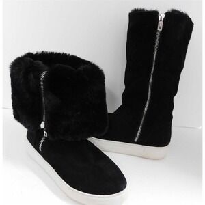 J/Slides Tristan Black Suede Faux Fur Boots 7.5 M‎